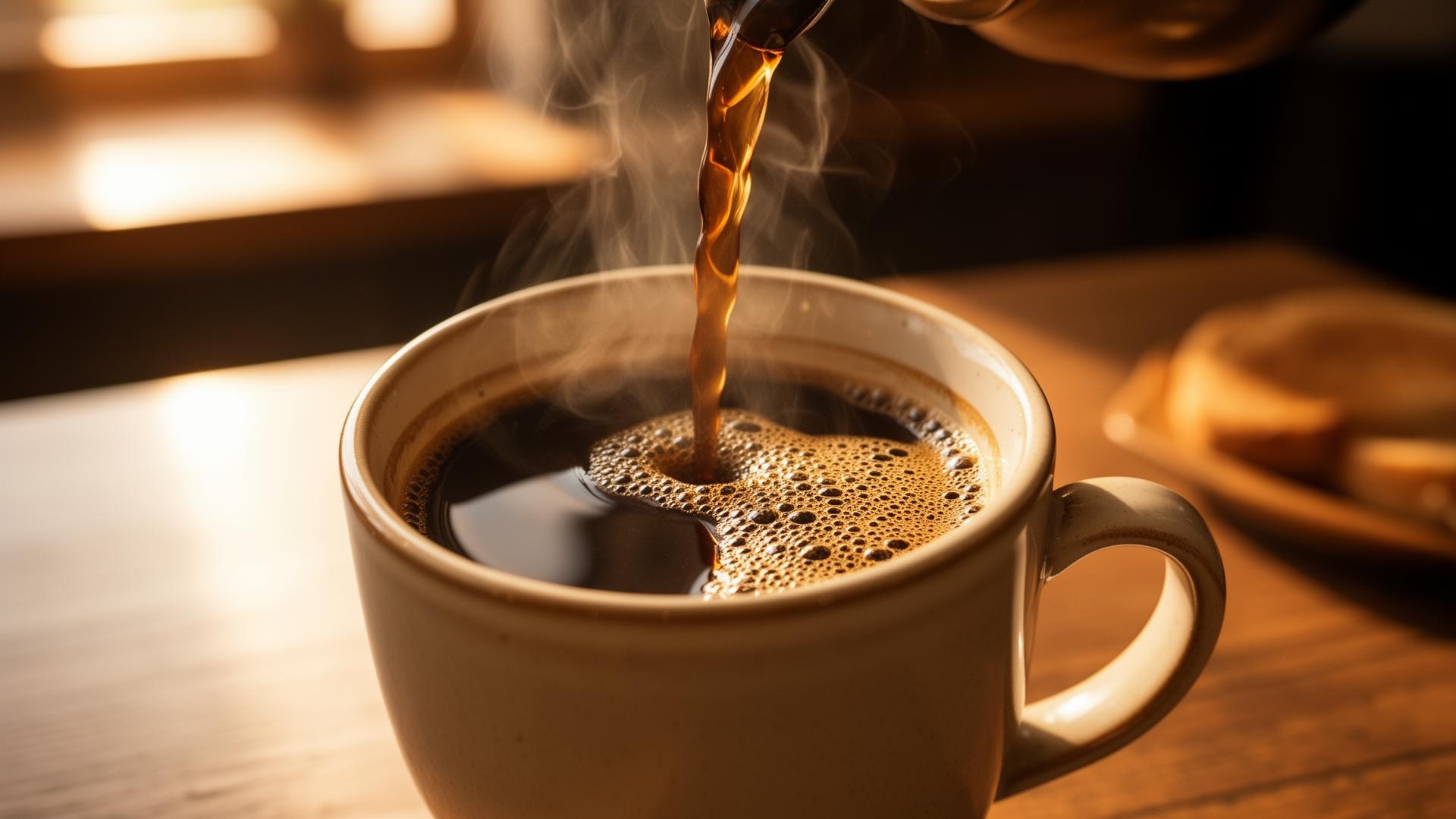 Fresh coffee being poured